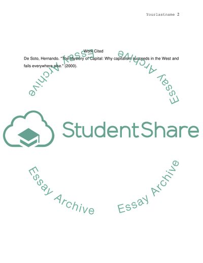 Analysis of Why Capitalism Succeeds in the West and Fails Everywhere Else Documentary by de Soto