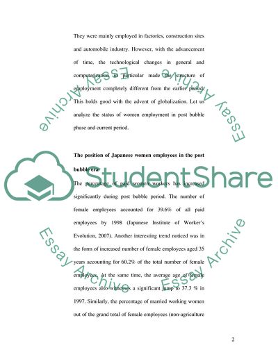 The Position of Japanese Women Employees In Post-bubble Era