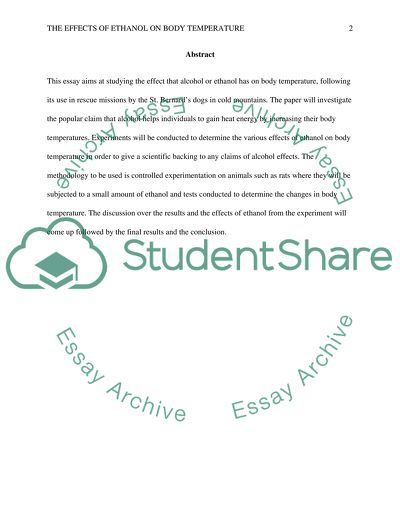 Effects of Consuming Ethanol on Body Temperature