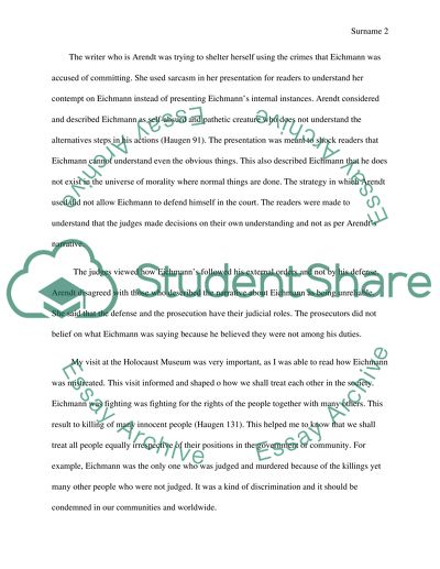 Eichmann in Jerusalem Holocaust Museum