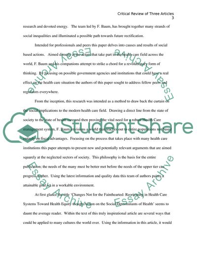 Critical Review of Three Articles