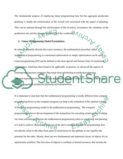 Linear programming applied to Aggregate Production Planning