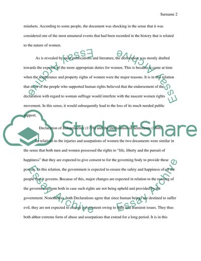 The Declaration of Independence and the Declaration of Sentiments