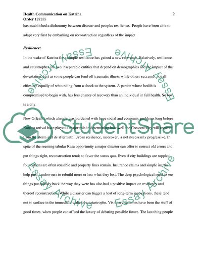 Health Communications on Hurricane Katrina