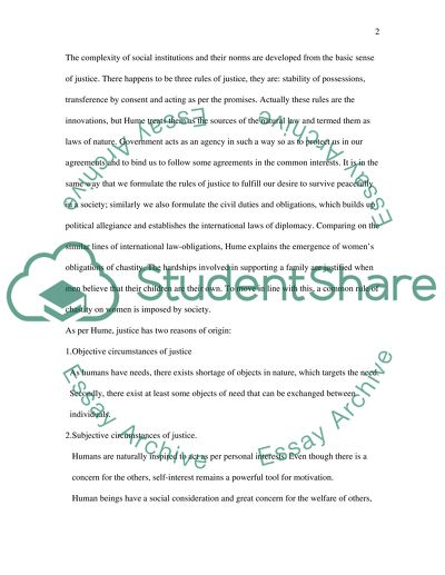 Humes Account Of Justice