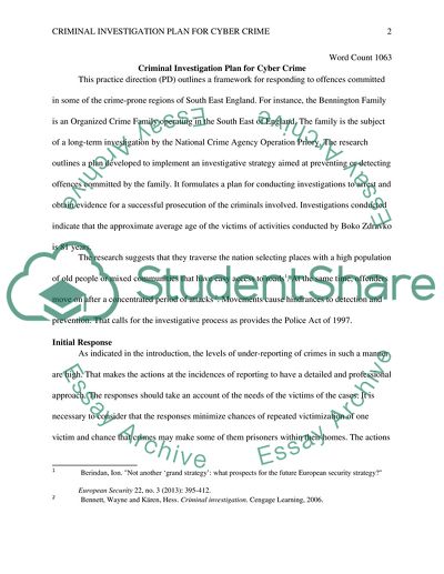 Criminal Investigation Plan for Cyber Crime