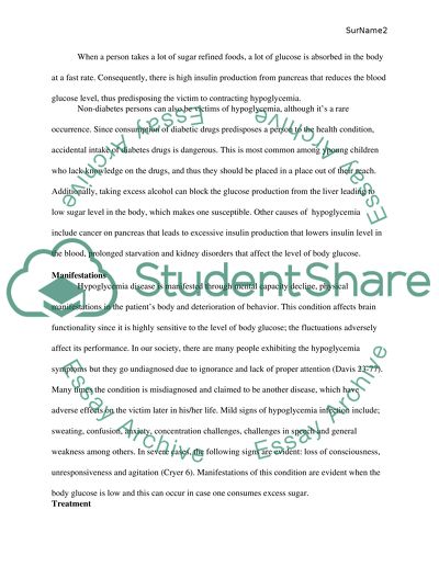 Hypoglycemia Disease