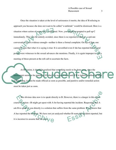 A Possible case of Sexual Harassment