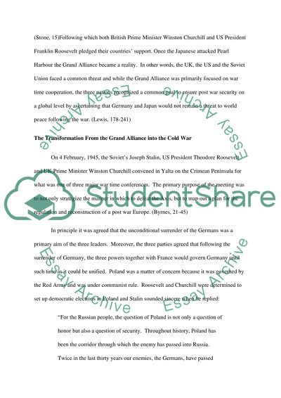 The Transformation from the Grand Alliance of World War II to the Development of the Cold War