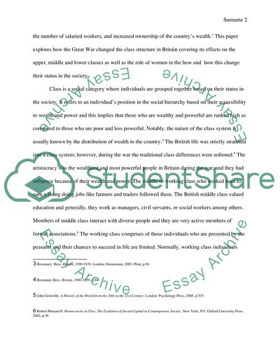 A Catalyst for Changing Class Structure in Britain