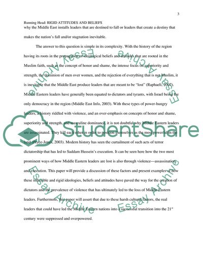 Rigid Attitudes and Beliefs: An Exploration of Why the Middle East Lose Its Leaders