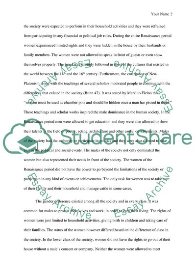 Gender Differences in Renaissance