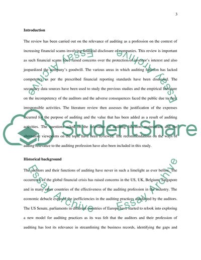 The Lost of Relevance of the Auditor Profession