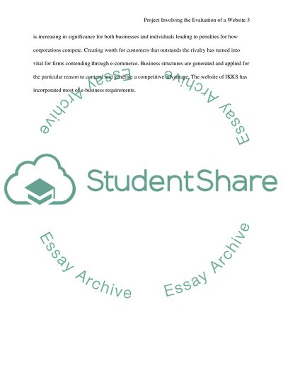 Project Involving the Evaluation of a Website