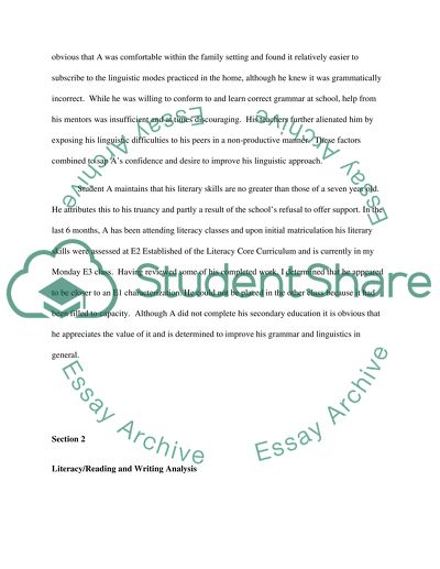 Language and Linguistics: an Adult Learners Reading & Writing Skills