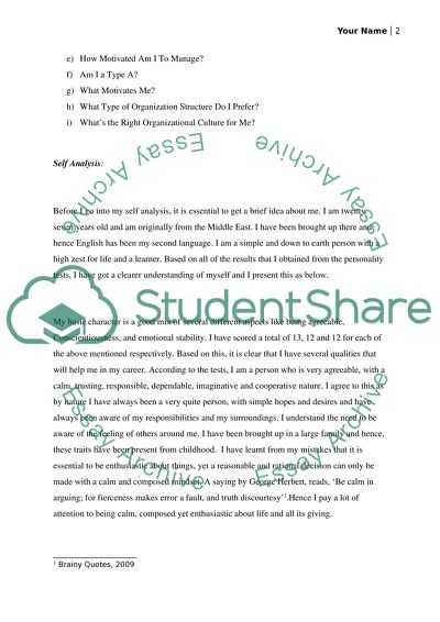 Self Analysis and Professional Development