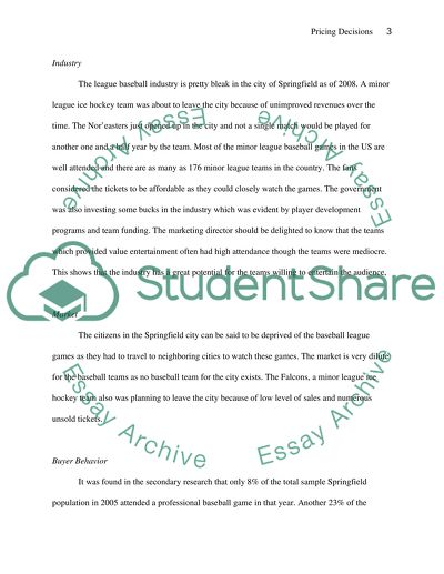 Pricing Decisions Case Study on the Springfield Noreasters