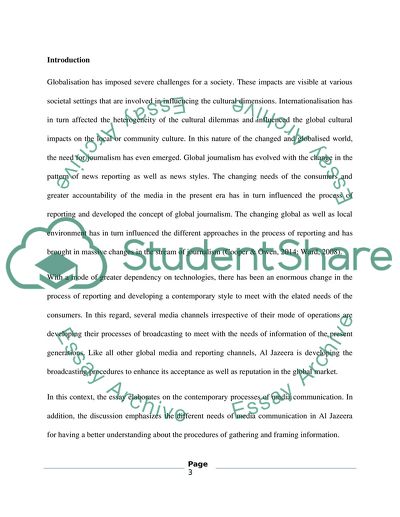 Global Sphere and the Techniques Used for Gathering and Framing in Al Jazeera