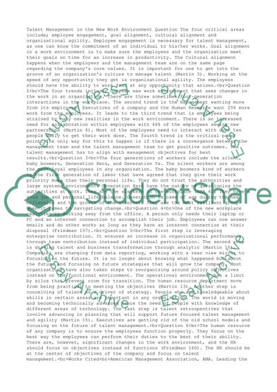 Talent Management in the New Work Environment