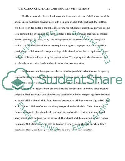 The Obligation of a Healthcare Provider with Patients