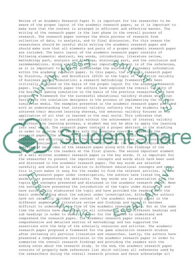 Review of an Academic Research Paper