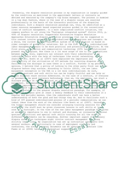 Dispute Resolution Process Paper