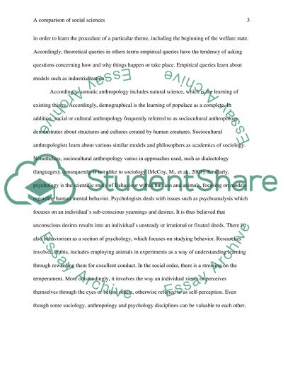 Comparison of the Social Sciences