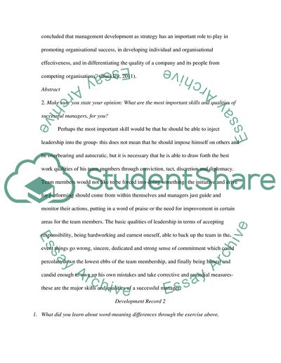 COURS WORK FOR INTERPERSONAL SKILLS MANAGEMENT