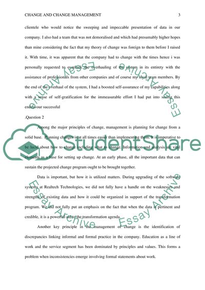 Reflect on your own experience of change and change management