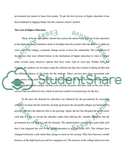 The Cost of Higher Eduction