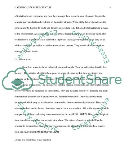 A Career Prospects of Hazardous Waste Scientist