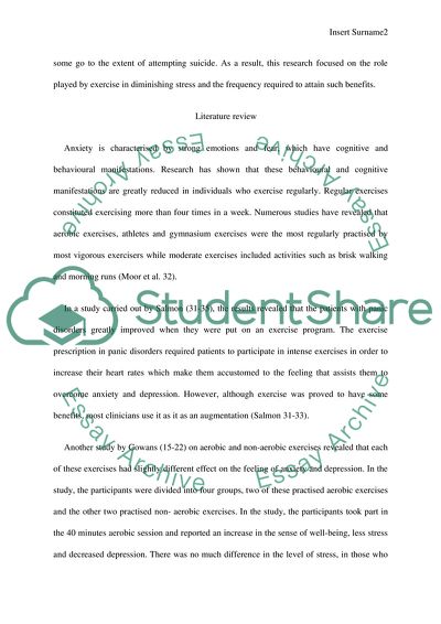 Diminishing Anxiety by Exercise