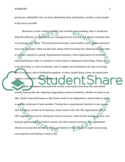 Teamwork for Organization Success