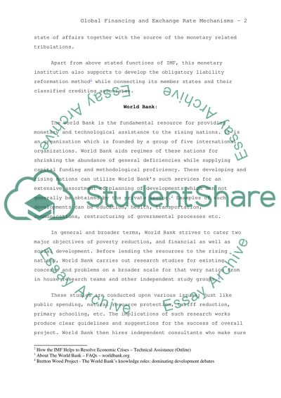 Global Financing and Exchange Rate Mechanisms