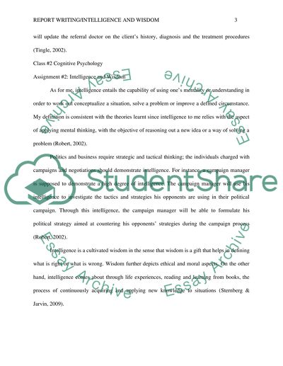 Report writing/ Intelligence and Wisdom