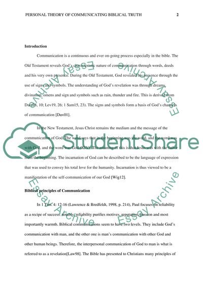 Personal Theory of Communicating Biblical Truth