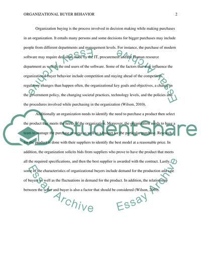 Organizational Buying Behavior