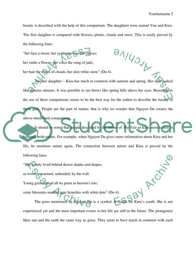 Analyze how Nguyen Du uses an element of literature to develop a theme in THE TALE OF KIEU