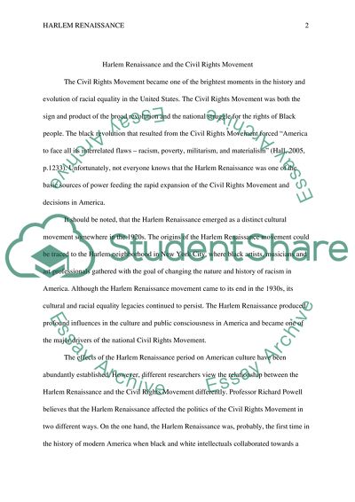 Harlem Renaissance and the Civil Rights Movement