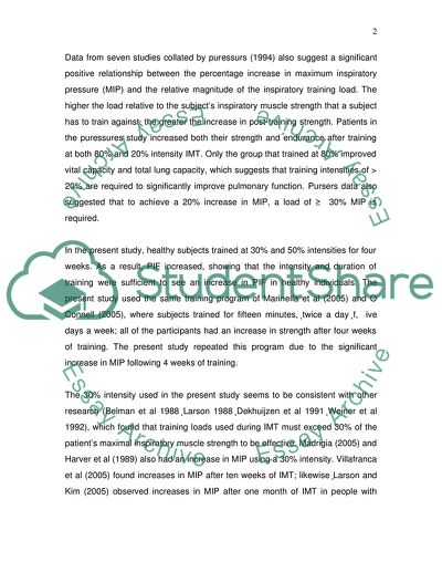 The effects of two different intensitites in inspiratory muscle training