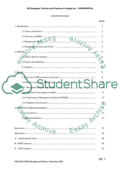 HR Strategies, Policies & Practices in Google Inc