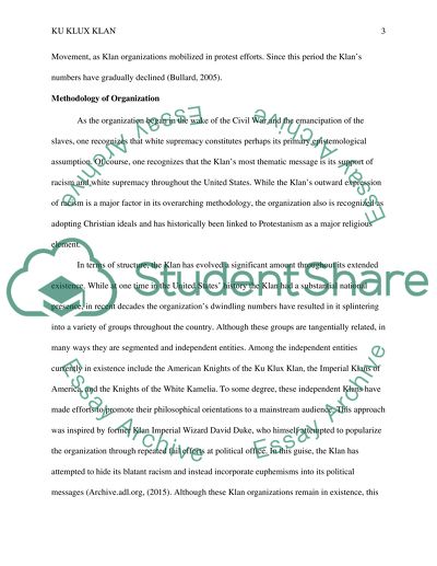 Methodology of Ku Klux Klan Organization