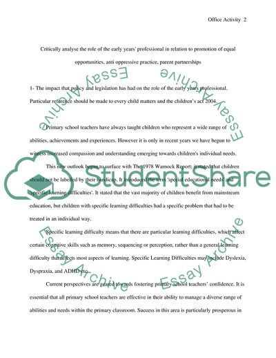 The Role of the Early Years Professional