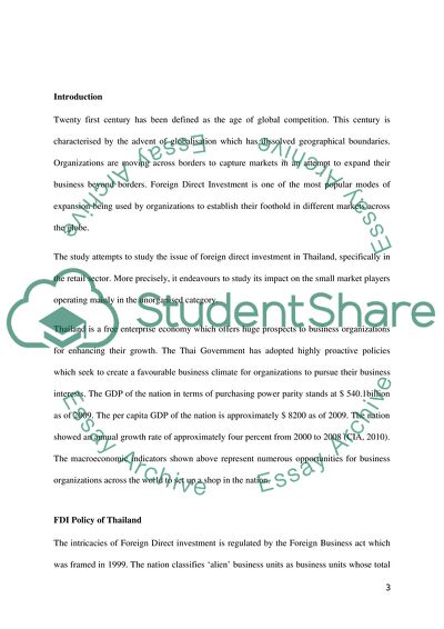 FDI Policy of Thailand