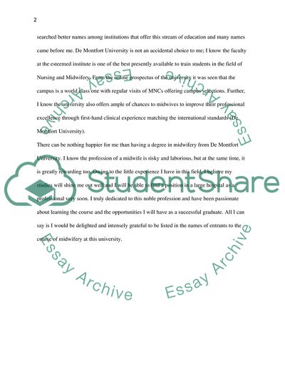 Arguments for a Midwifery Degree Application to De Montfort University