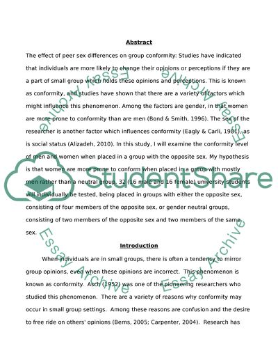 Sex of Group-mates as Determinant of Sex Differences in Group Conformity