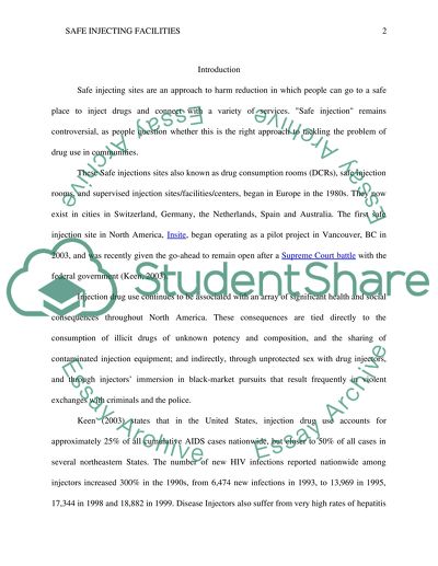 Safe Injecting Facilities