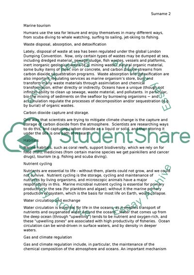 Marine Water Usage, Pollution, and Conservation