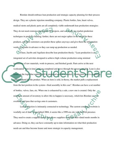 Lean Production at Riordan