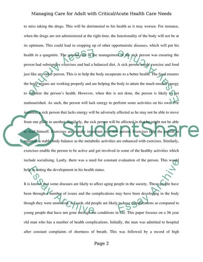 Managing Caring for Adults with Acute Health Care Needs